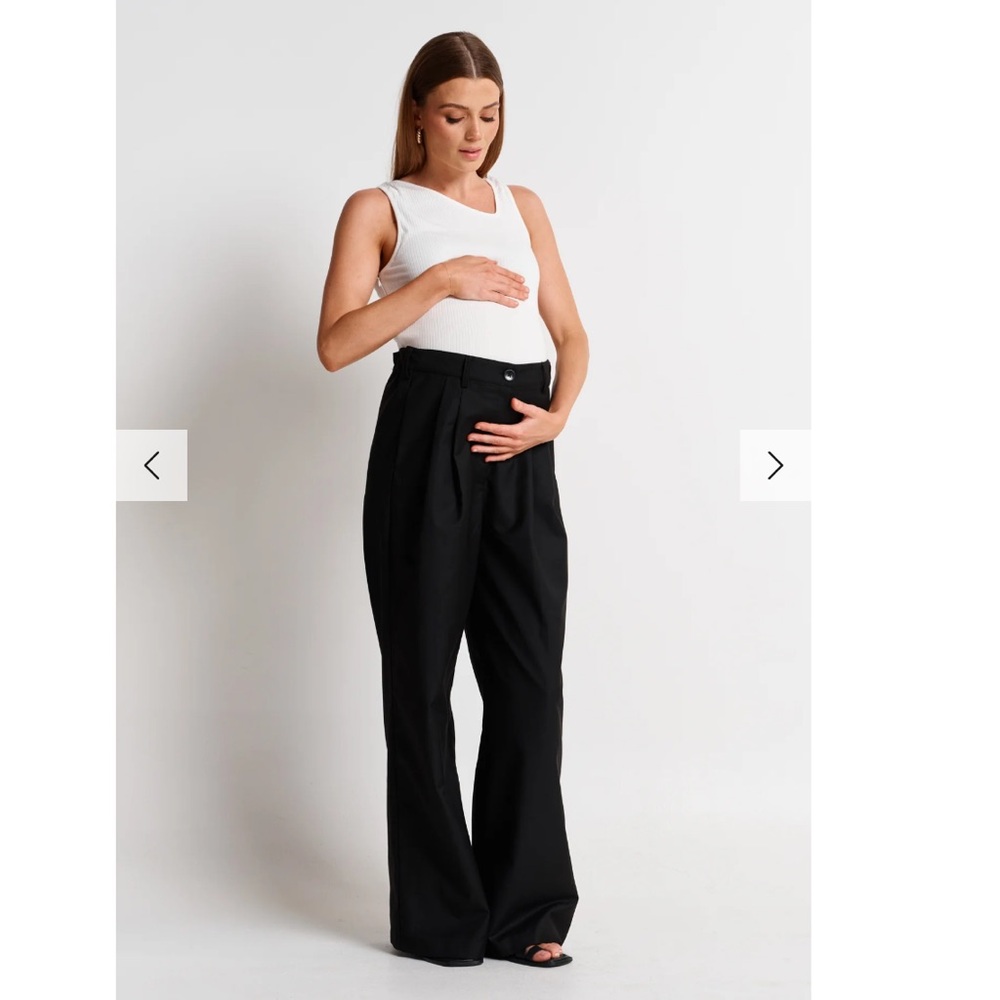 Apero Black Wide Leg Maternity Pants - Picture 3 of 10